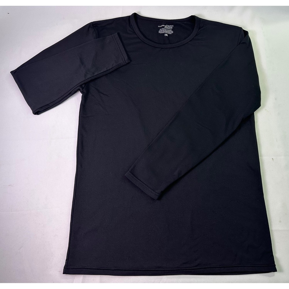 Thermajohn Mens Thermal Shirt Black Fleece Linedโ Base Layer Top Winter Warm 2XL